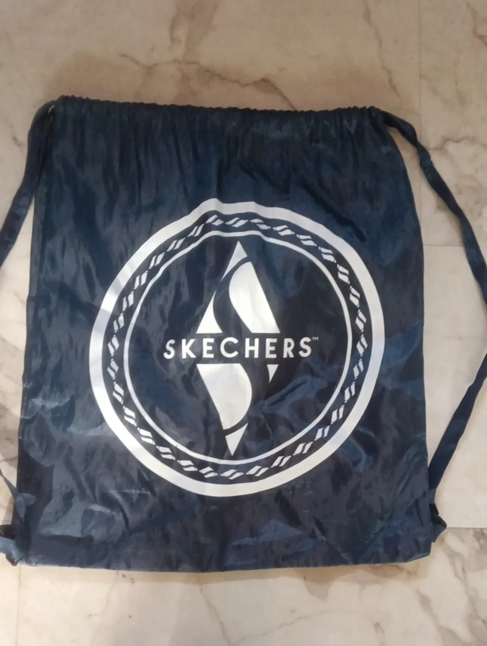 Skechers Navy Blue Drawstring Backpack with White Logo